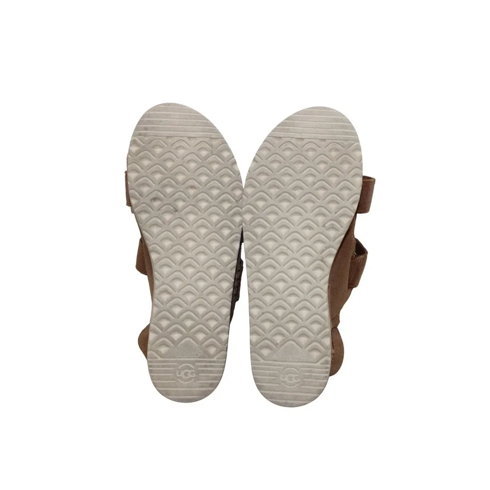 UGG‎ Goldenstar Heritage Sandal Kids Size 5 Brown Chestnut Suede Good 1136541K